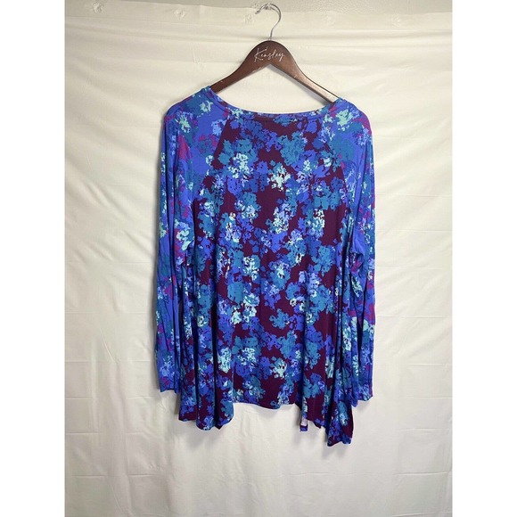 Logo Lori Goldstein Contrasting Colors Sheer Overlay Tunic Colorful Plus Size 1X - Picture 2 of 4